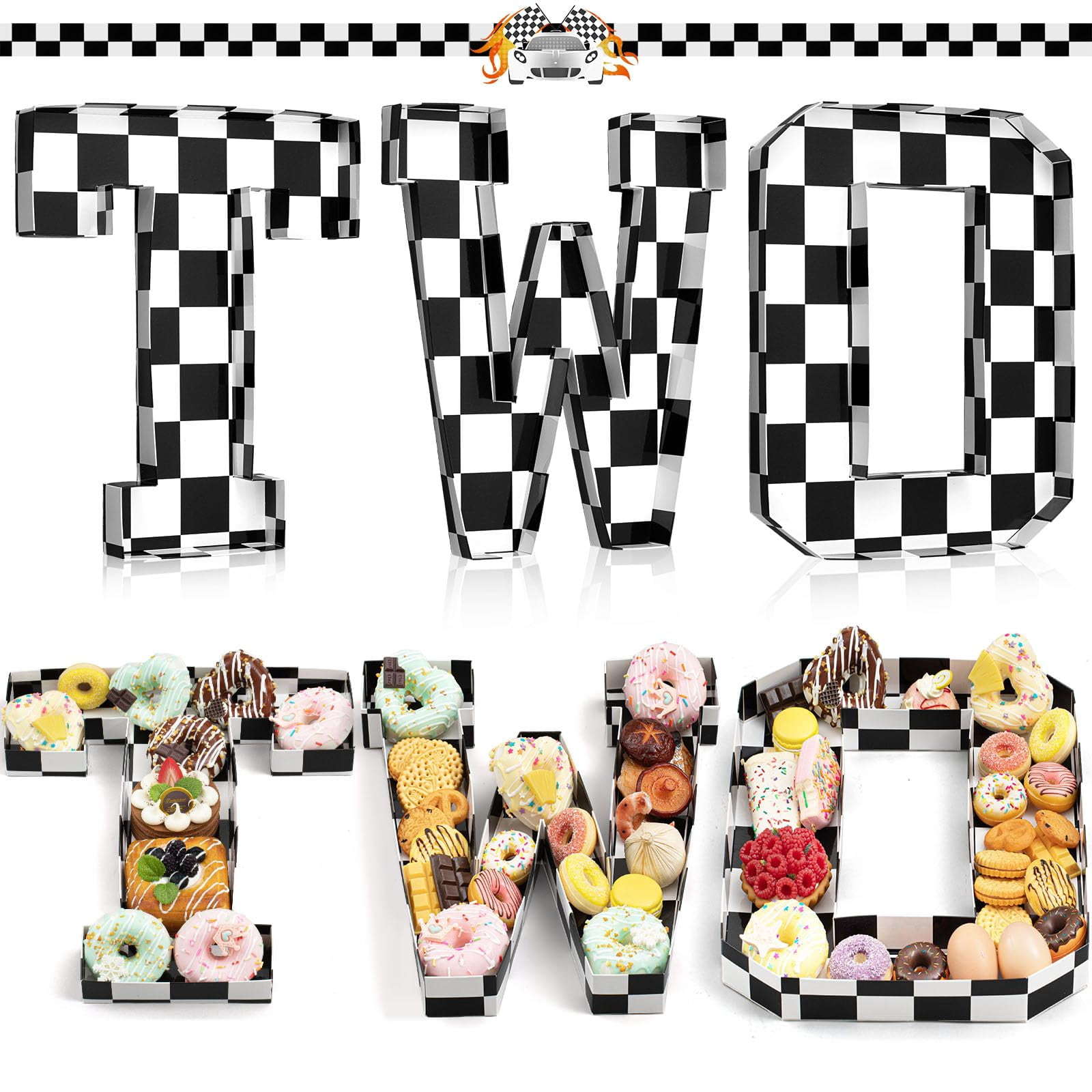 Two Fast Letters SiliFine 3 Pcs 13.7'' Race Car Cardboard Letters Two Fast Birthday ...