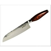 SiliSlick Damascus Santoku Knife Hammered Design | Professional 8" VG-10 Japanese Stainless Steel, Precise Cutting Meat, Vegetables, Steel Razor Sharp Blade Edge