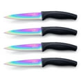 thumbnail image 1 of SiliSlick Steak Knife Set - Iridescent/Rainbow Titanium Coated Stainless Steel Knives - 5 inch / 12.7cm - (4 Black), 1 of 9