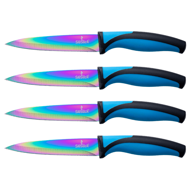 SiliSlick Kitchen Knife Set , 5 Chef Knives , Titanium Coated