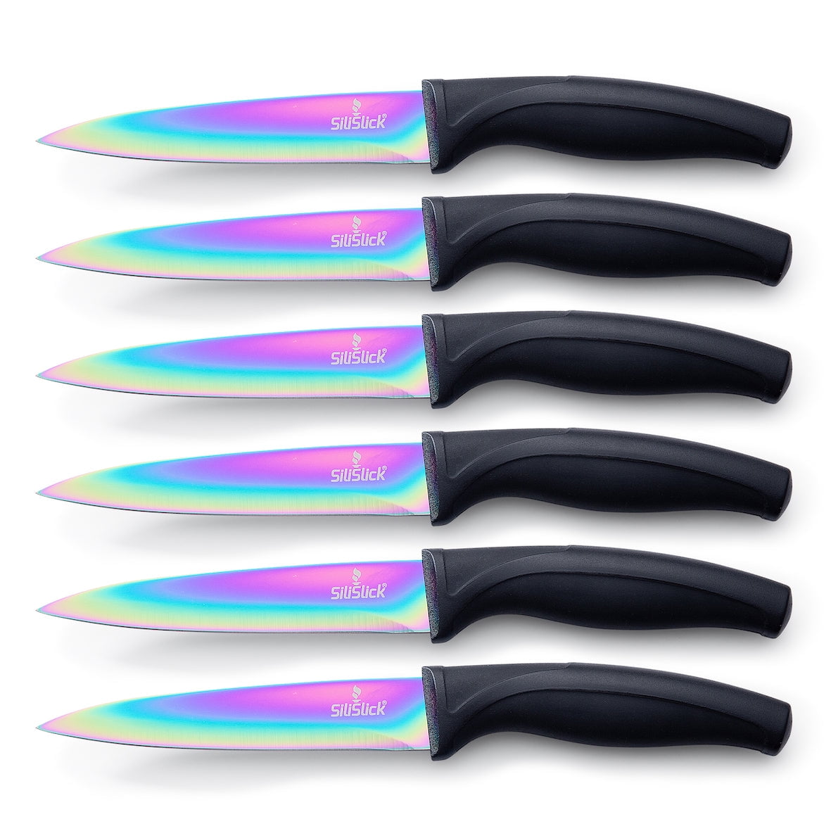 Steak Knives Set of 8, Rainbow Titanium Coated Stainless Steel Steak Knives,  Super Sharp Serrated Steak Knife with Gift Box – AICOOK