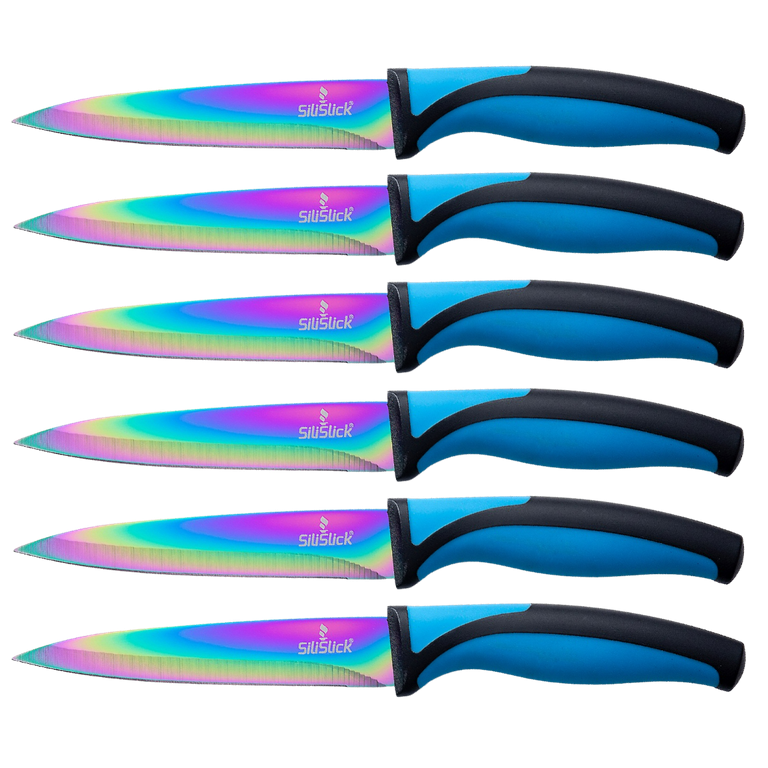 https://i5.walmartimages.com/seo/SiliSlick-Steak-Knife-Set-Iridescent-Rainbow-Titanium-Coated-Stainless-Steel-Knives-5-inch-12-7cm-6-Blue_b28f1cff-5ec3-45e1-9c0a-2f8e28b03137.15b891eccf77e13e6466e92441045207.png?odnHeight=768&odnWidth=768&odnBg=FFFFFF