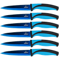 thumbnail image 1 of SiliSlick Steak Knife Set - Iridescent Titanium Coated Stainless Steel Knives - 5 inch / 12.7cm - (6 Blue Handle & Blue Blade), 1 of 1