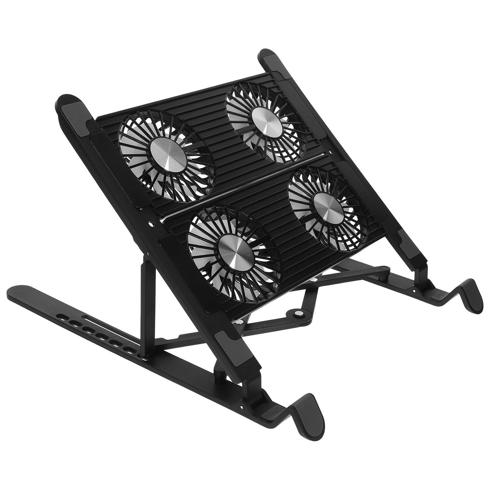QIFULL 1Set Black Plastic Laptop Cooling Stand with Fan Ergonomic Adjustable Laptop Riser for Gaming and Desk Use