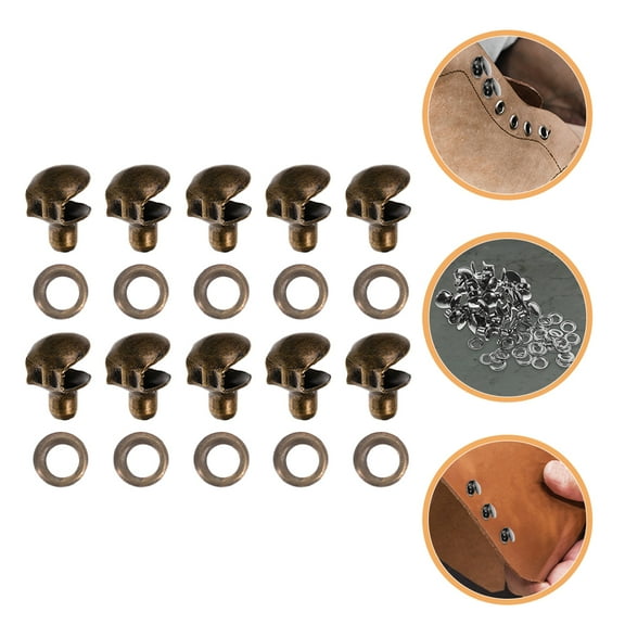 QIFULL 10Pcs Dark Brown Boot Lace Buckles Metal Shoelace Repair Kit for Outdoor Use