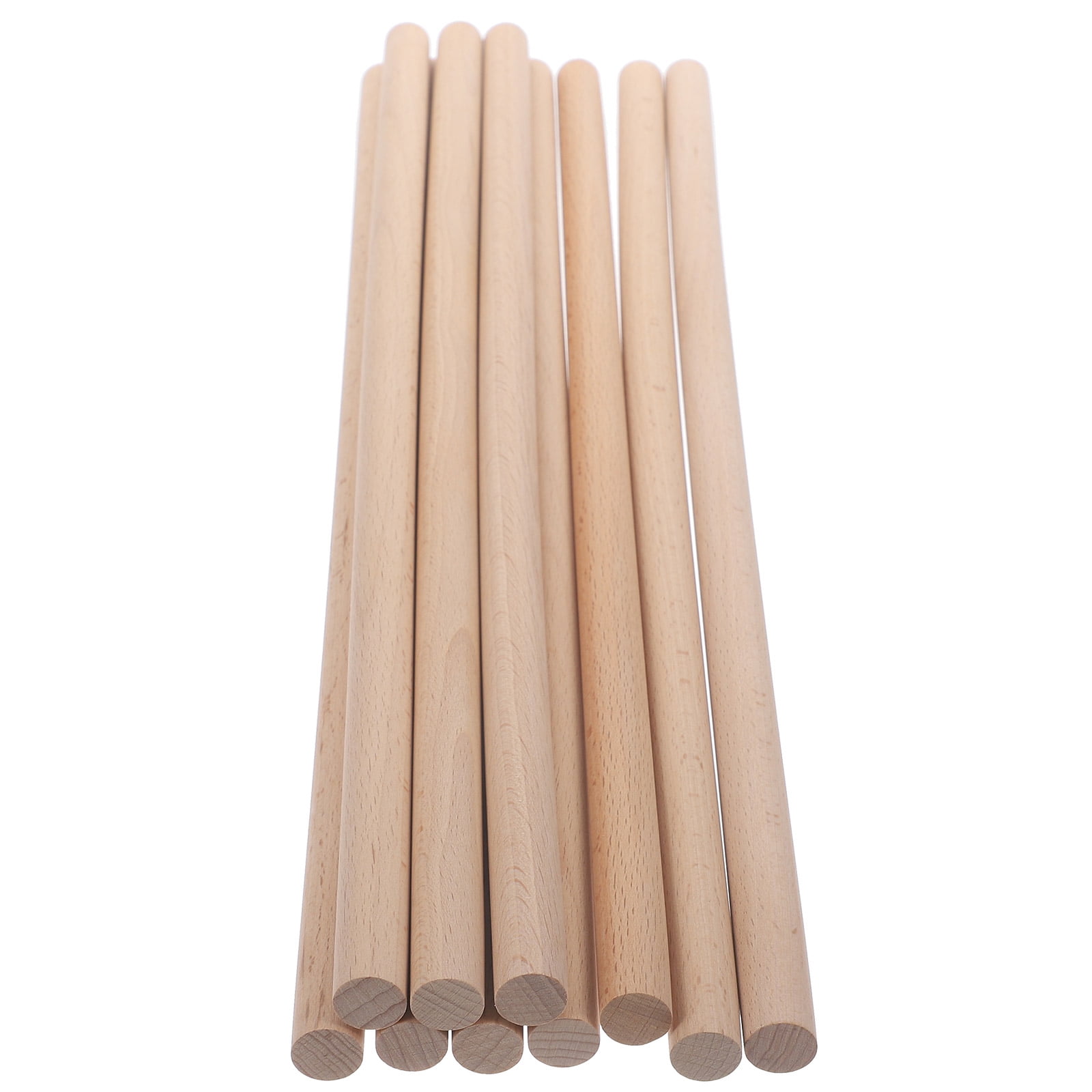 QIFULL 10Pcs Craft Wood Dowel Rod Set Khaki Wooden Stick for Drumstick Making