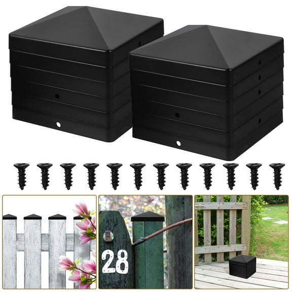 QIFULL 12Pcs Black Plastic Fence Post Caps Decorative Cover with Smooth Edges for Guardrails and Railing Protection