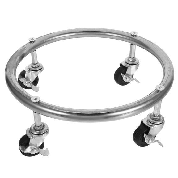 QIFULL Plated Silver Movable Propane Cylinder Holder with Wheels Strong Base for Factory Gas Tank Support