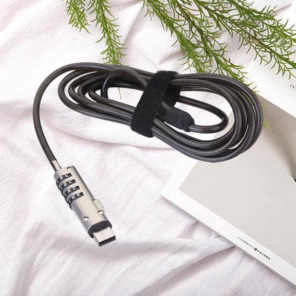 QIFULL USB Computer Lock with 360 Degree Rotation Flexible Cable for Laptop Security