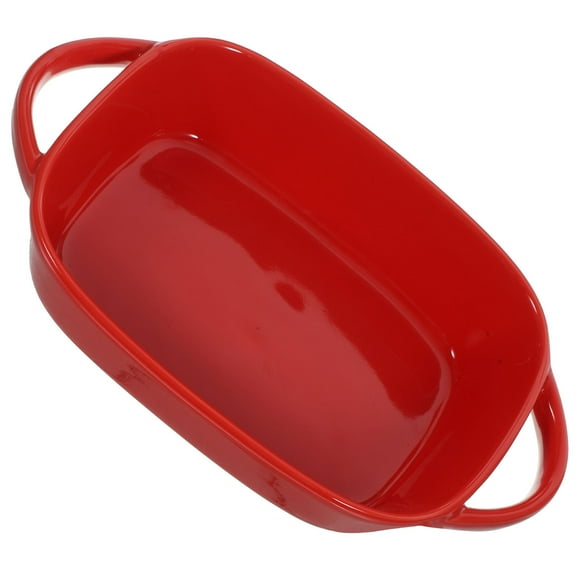 QIFULL Red Ceramic Baking Dish for Oven with Double Handles and for Home Use 10.5 inches