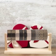 QIFULL Ribbon Spool Organizer Rack Ribbon Storage Wood 1Set