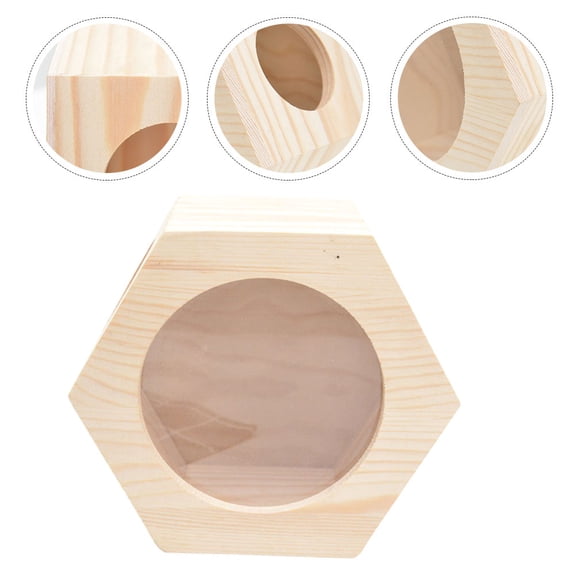 QIFULL Beige Wooden Hamster Castle Small Pet House with Multi Layer Design for Rat and Chinchilla Accessories