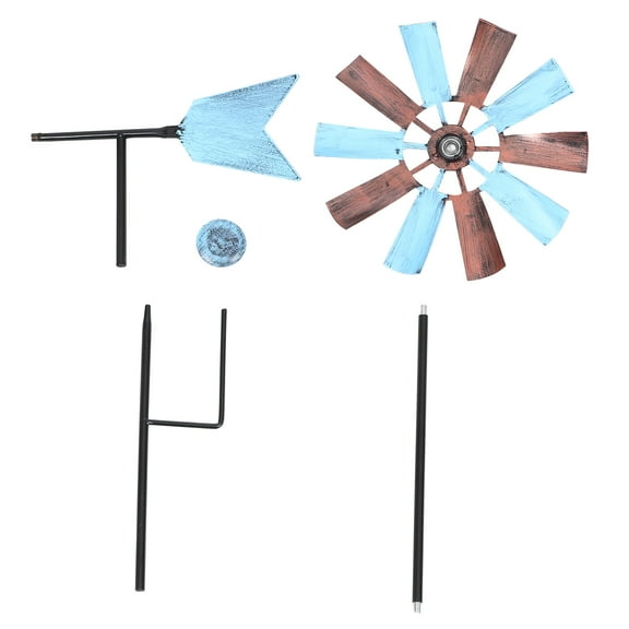 QIFULL Outdoor Large Windmill Garden Decor with Rotatable Metal Design for Balcony and Park Scenery