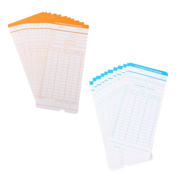 QIFULL 1Set Assorted Color Office Time Card Double Sided Monthly Format Clocking Card for Commuting Records