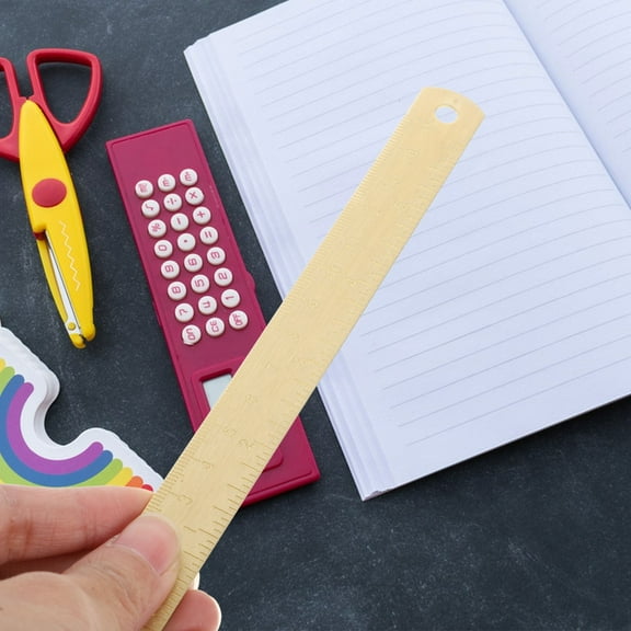 QIFULL Multi Purpose High Precision Drawing Ruler Brass Golden 1Pack for Math Expert