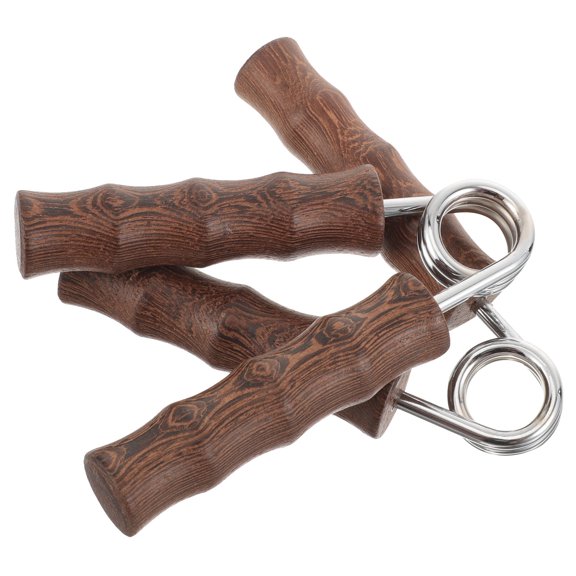 QIFULL 1 Pair of Portable Hand Gripper Wood Brown Finger Strengthening Devices for Wrist Recovery at Office Use