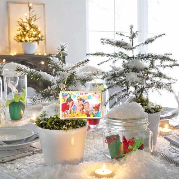 QIFULL 2Pcs Stylish Golden Hanging Picture Frame with Chain for Home and Office Decor