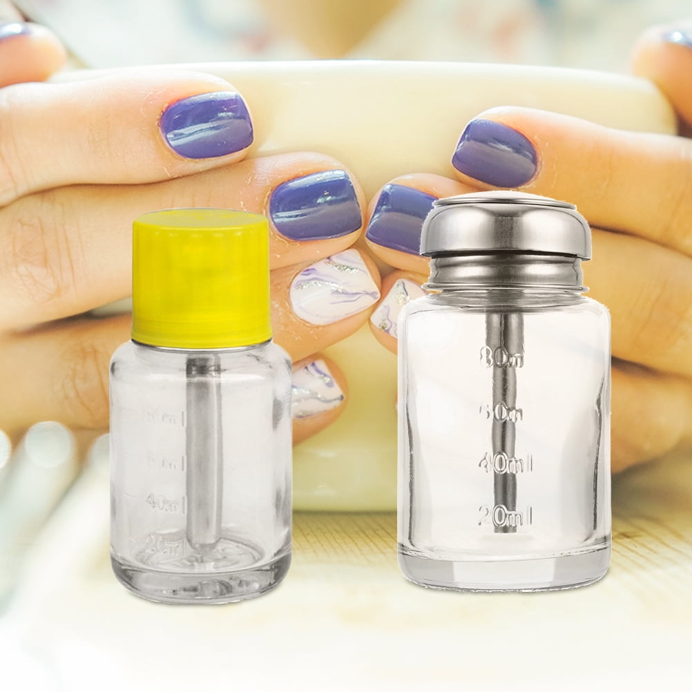 QIFULL 2Pcs Transparent Travel Bottles Refillable Press Liquid Dispensers for Home Use