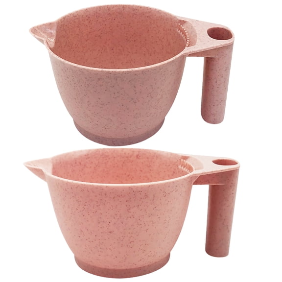 QIFULL 2Pcs Hair Color Mixing Bowl Pink PP Ergonomic Design for Salon Services Professional Use
