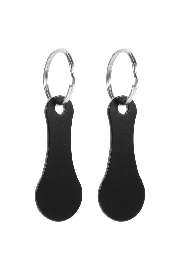 2Pcs Portable Stainless Steel Shopping Cart Release Keys with Black Metal Keychain for Daily Carry