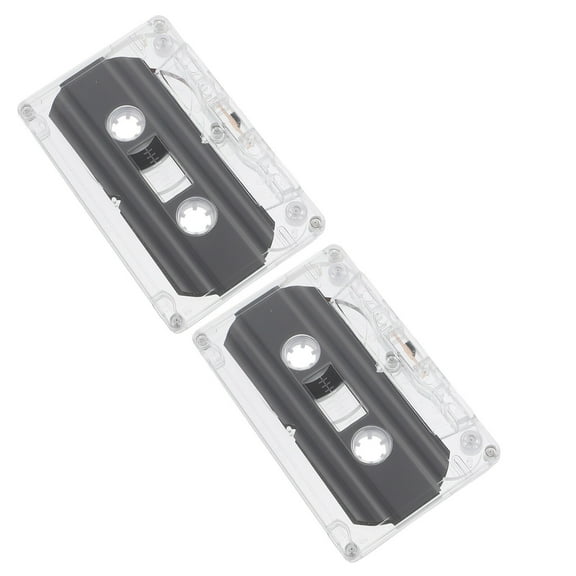 QIFULL 2Pcs Standard Size Audio Cassette Tape Transparent Shell 30 Min Recording Time for Music and e
