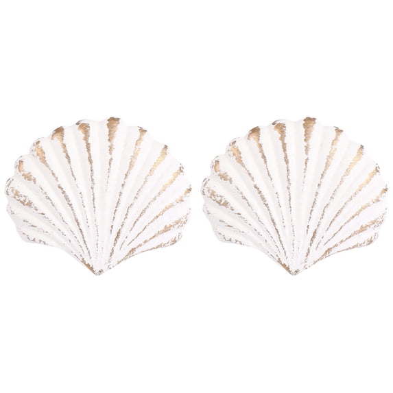 QIFULL 2PCS White Seashell Cabinet Handles Iron Mediterranean Style Knobs Home Decoration