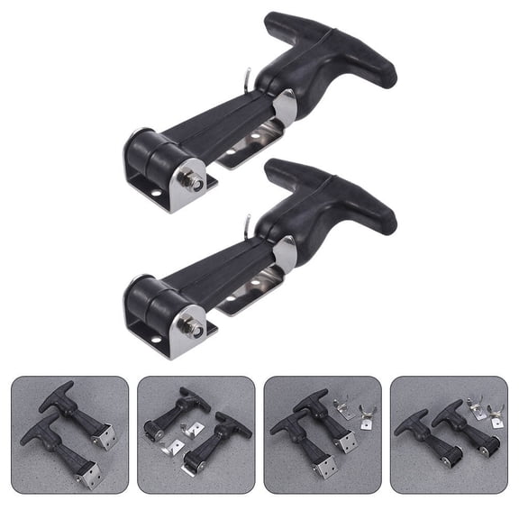 QIFULL 2Pcs Heavy Duty Stainless Steel Handle Draw Latches with Rubber Grip for Car and Tool Box Use