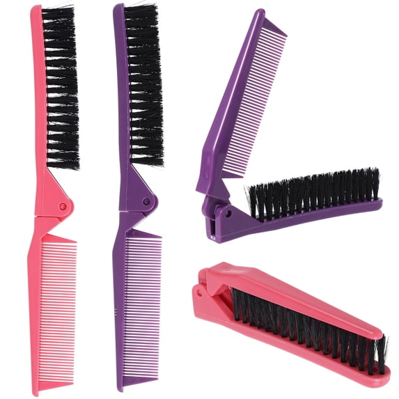 QIFULL Foldable Hair Comb Qifull Portable Travel Size Assorted Colors PP ABS 2Pcs