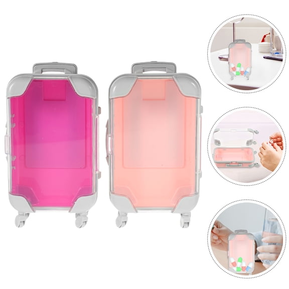 QIFULL 2Pcs Travel Makeup Box with Hard Shell Cosmetic Case for Outdoor Use Assorted Color