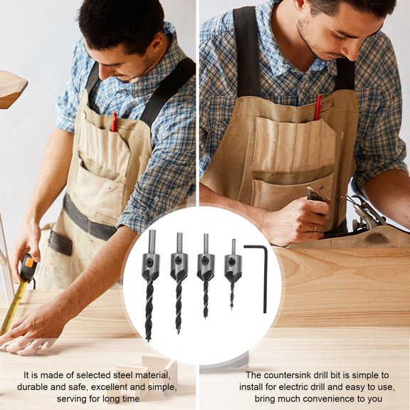 QIFULL 1Set Durable Steel Countersink Drill Bit Set for Home Use Lightweight and Easy to Carry