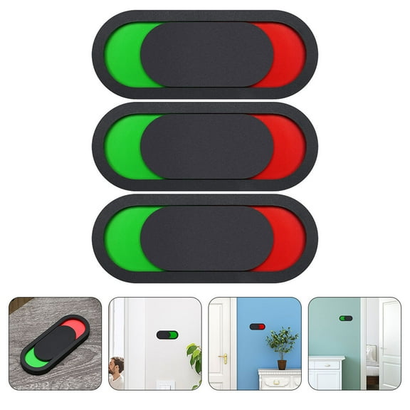 QIFULL 3Pcs Toilet Signboard Black Pmma Occupied Vacant Door Slide Sign for Office Bathroom