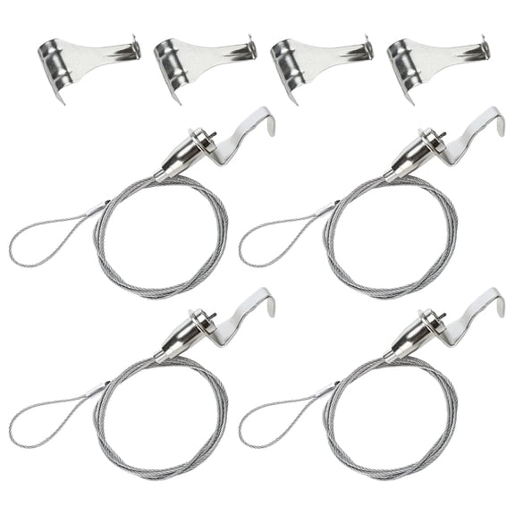 QIFULL 4 Sets of Heavy Duty Picture Hanging Tools Picture Rail Hangers in Silver Stainless Steel