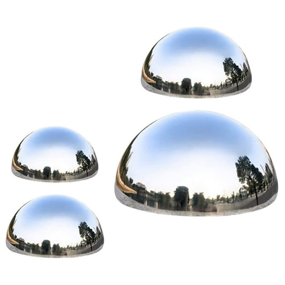 QIFULL 4Pcs Gazing Globe Mirror Ball Stainless Steel Silver for Contemporary Outdoor Decoration