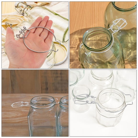 QIFULL 4Pcs Mason Jar Wire Clips in Stainless Steel for Secure Seal and Fresh Food Storage