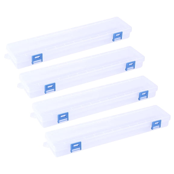 QIFULL 4pcs Brush Storage Box Clear Plastic Tool Organizer for DIY Art Painting Students Storage Back to School