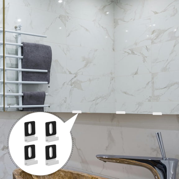 QIFULL 4Pcs White Stainless Steel Mirror Brackets Utility Hanger Heavy Duty Wall Mount for Ceiling