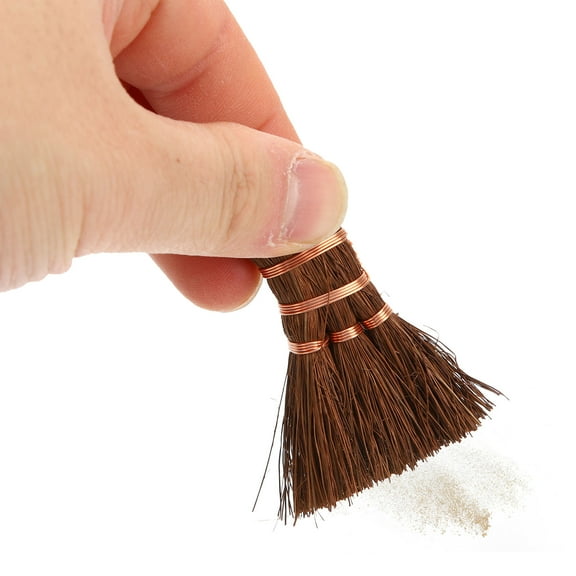 QIFULL Coffee Hand Broom Small Whisk Broom Natural Palm Fiber for Home Desk and Table Cleaning Tool