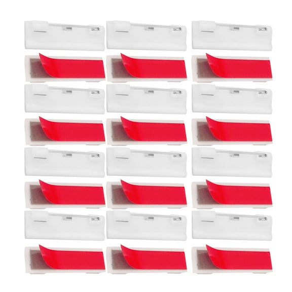 QIFULL 50Pcs Self-Adhesive White Plastic Name Tag Pin Backs for Office and Craft Use