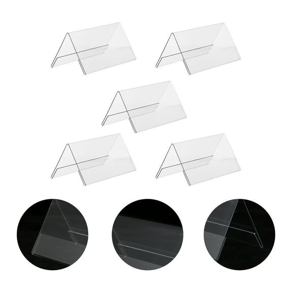 QIFULL 5Pcs Transparent Acrylic Name Plate Display Stand Double Sided Tent Shape Sign Holder for Conference Desk