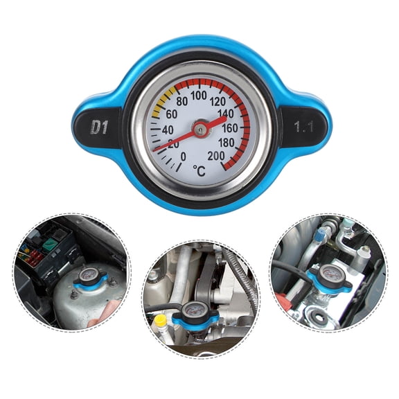 QIFULL Car Radiator Tank Cover with Dial Temperature Meter Easy to Read Water Temperature Gauge Assorted Colors