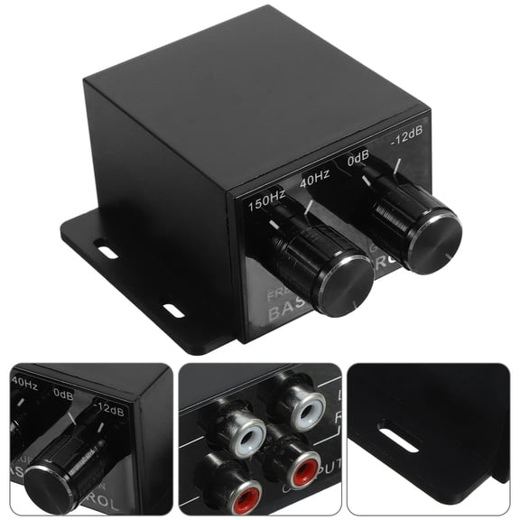 Siliaire Audio Potentiometer 1Set Black Bass Control Knob for Car Amplifiers 3.0x2.7x1.3in