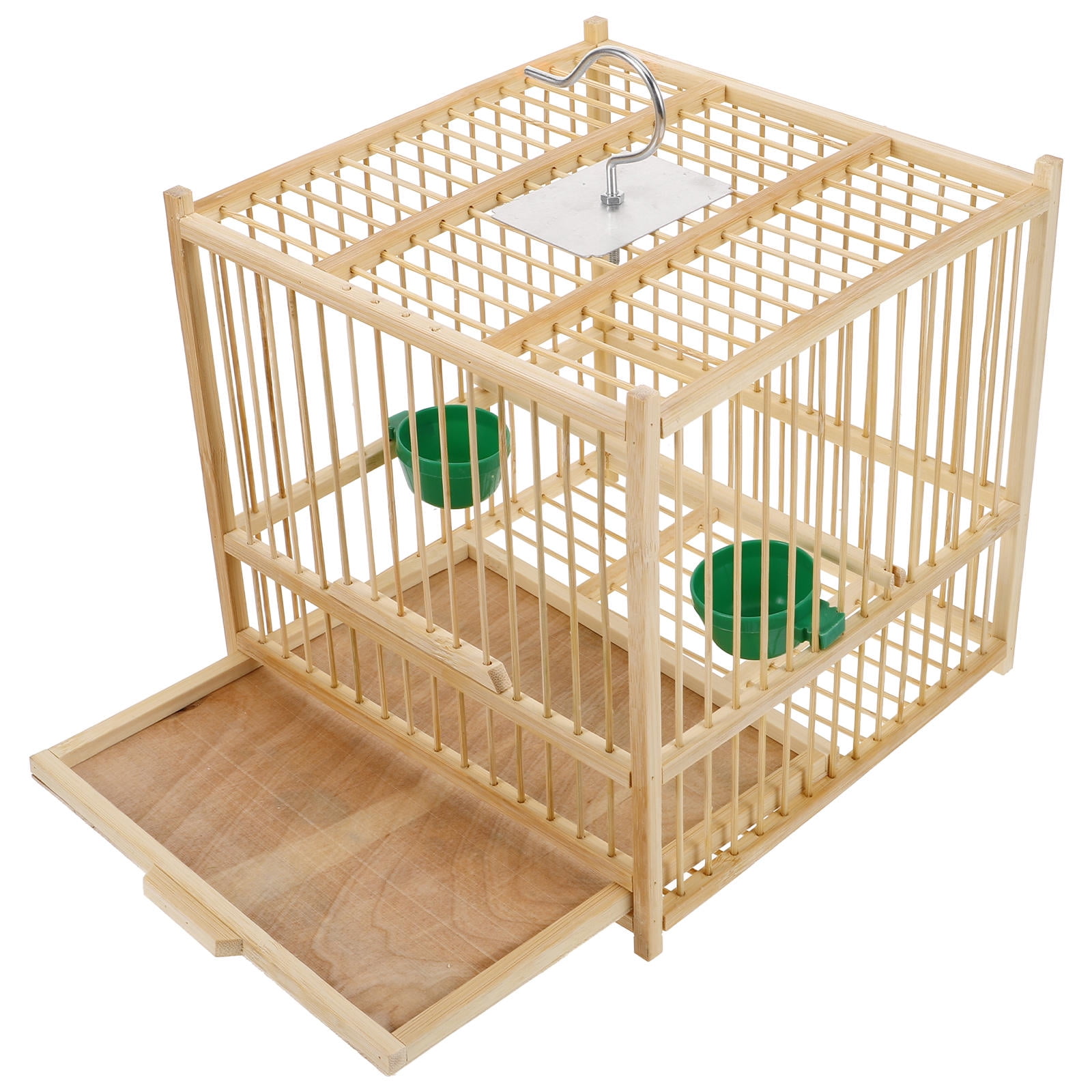 QIFULL 1 Bird Cage for Pet Animals Bamboo Parrot Cage with Round Thoughtful Design