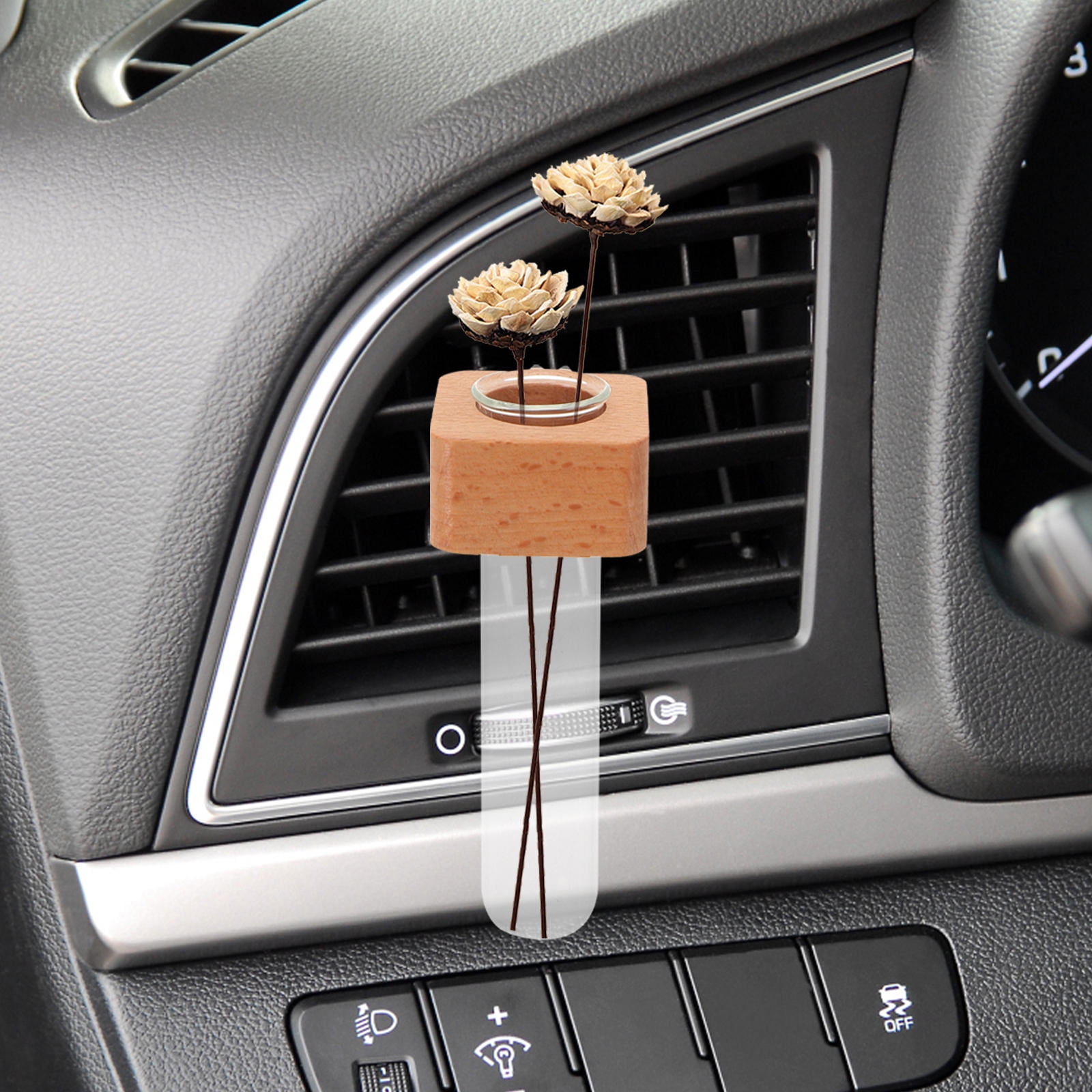 QIFULL Khaki Car Flower Vase Holder Glass Tube Clip for Car Vent ...