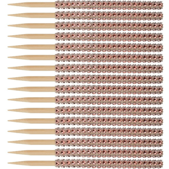 QIFULL 32Pcs Rose Gold Compact Candy Sticks for Dessert and Cake Pops Decoration