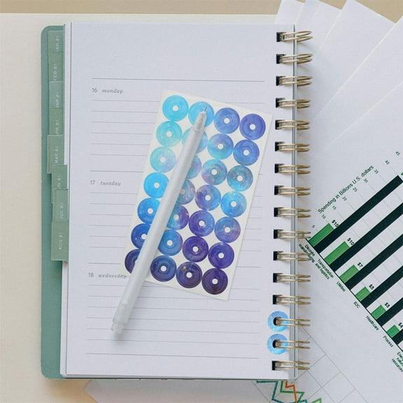 Siliaire Hole Punch Protector Stickers 12 Sheets Repair Punched Holes Document Protection for School Office