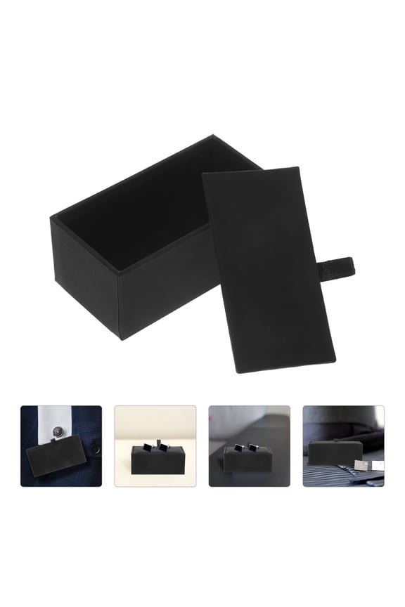 Black Empty Case for Jewelry and Cufflinks Storage with Wrapping Use