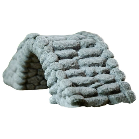 QIFULL Micro Landscape Adornments Miniature Bridge Figurine Light Grey Resin 1Set