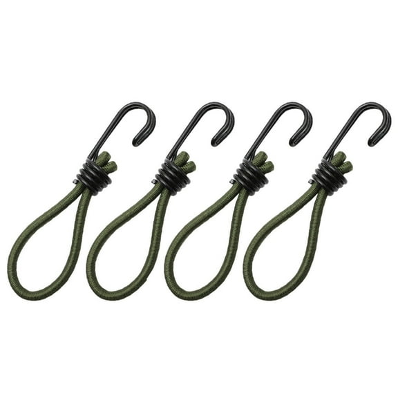QIFULL Dark Green Qifull Bungee Cords Tent Fasteners Latex Material for Camping 4Pcs