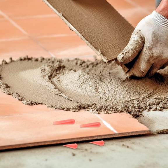 Siliaire Red Plastic Tile Leveling Wedges 100Pcs for Tile Setting and Floor Installation