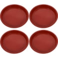 thumbnail image 1 of QIFULL 4Pcs Red Plastic Flower Pot Saucer Tray with Textured Bottom for Bonsai and Plants, 1 of 8